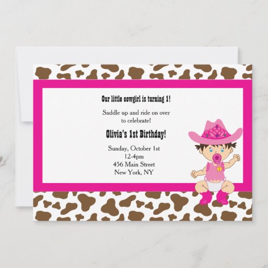 Cowgirl Birthday Einladung (Vorderseite)