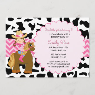 Cowgirl Birthday Einladung