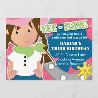 Cowgirl Birthday Einladung