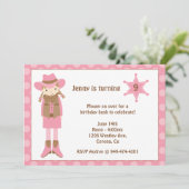 Cowgirl Birthday Einladung (Stehend Vorderseite)