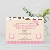 Cowgirl Birthday Einladung (Stehend Vorderseite)