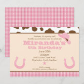 Cowgirl Birthday Einladung (Vorne/Hinten)