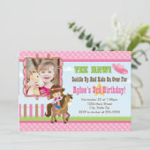 Cowgirl Birthday Einladung 12x18 Card Brünett (Stehend Vorderseite)