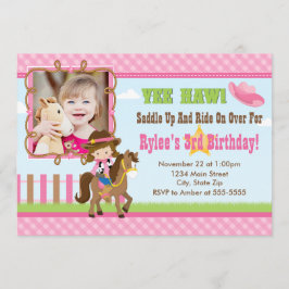 Cowgirl Birthday Einladung 12x18 Card Brünett