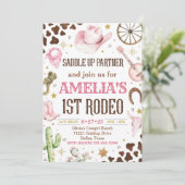 Cowgirl Birthday Einladung, 1. Rodeo Einladung (Stehend Vorderseite)