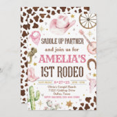Cowgirl Birthday Einladung, 1. Rodeo Einladung (Vorne/Hinten)