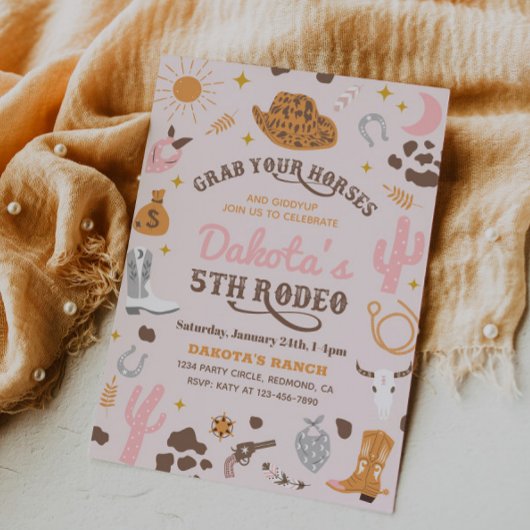 Cowgirl Birthday Einladung | 5. Rodeo - Einladung