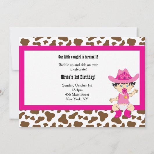 Cowgirl Birthday Einladung (asiatisch) (Vorderseite)