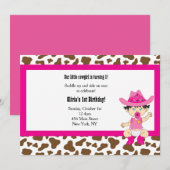 Cowgirl Birthday Einladung (asiatisch) (Vorne/Hinten)