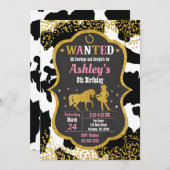 Cowgirl Birthday Einladung / Western / Glitzer (Vorne/Hinten)