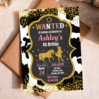 Cowgirl Birthday Einladung / Western / Glitzer