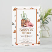 Cowgirl Birthday Einladung Wildwest Western (Stehend Vorderseite)