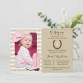 Cowgirl Birthday Foto Einladung (Stehend Vorderseite)