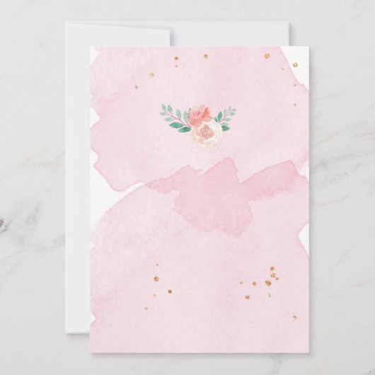 Cowgirl Birthday Invite Girl Horl Pink Wasserfarbe Einladung (Rückseite)