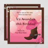 Cowgirl Birthday Party Boot Scottin Custom Einladung (Vorne/Hinten)