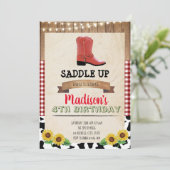 Cowgirl Birthday Party Einladung (Stehend Vorderseite)