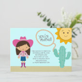 Cowgirl Birthday Party Einladungen (Stehend Vorderseite)