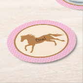 Cowgirl Birthday Party Kinder rosa Pferd Runder Pappuntersetzer (Angewinkelt)