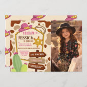 Cowgirl Birthday Party Western Girls Pink Foto Einladung (Vorne/Hinten)