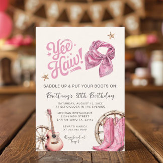 Cowgirl Birthday Stiefel & Bows 30. Geburtstag Einladung