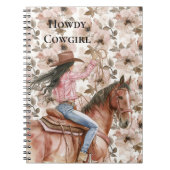 Cowgirl Black Hair Horse Südwestfloralflora Notizblock (Vorderseite)