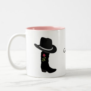 Cowgirl Black Hat & Boot Zwei-Tone-Kaffee-Tasse Zweifarbige Tasse