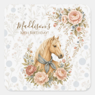 Cowgirl Blue Geburtstag Quadratischer Aufkleber