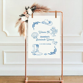 Cowgirl Blue Hand Written Bachelorette Poster