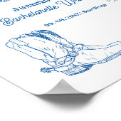 Cowgirl Blue Hand Written Bachelorette Poster (Ecke)