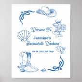 Cowgirl Blue Hand Written Bachelorette Poster (Vorne)