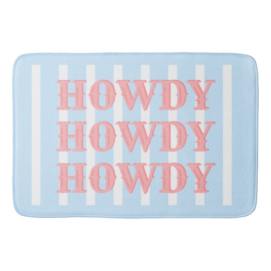 Cowgirl Blue Stripes Howdy Badematte (Vorderseite)