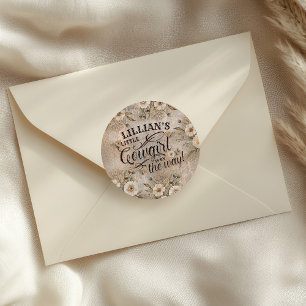 Cowgirl Boho Floral Western Schrift Runder Aufkleber