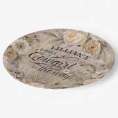 Cowgirl Boho Floral Western Script Pappteller (Schrägansicht)