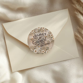 Cowgirl Boho Floral Western Script Runder Aufkleber