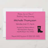 Cowgirl Boot Birthday Einladung (Rückseite)