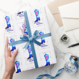 Cowgirl Boot Birthday Wrapping Paper Geschenkpapier