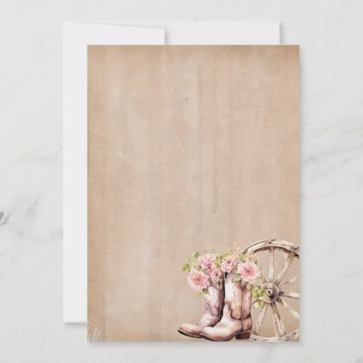 Cowgirl Boot Floral Western Brautparty Einladung (Rückseite)