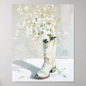 Cowgirl-Boot mit Blume-Malerei Poster (Vorne)