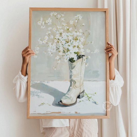 Cowgirl-Boot mit Blume-Malerei Poster