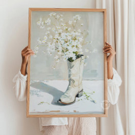 Cowgirl-Boot mit Blume-Malerei Poster