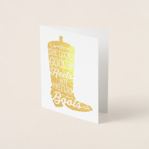 Cowgirl Boot Note Card Folienkarte