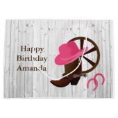 Cowgirl Boot Rustic Wood Design LGB Große Geschenktüte (Vorderseite)