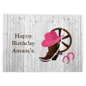 Cowgirl Boot Rustic Wood Design LGB Große Geschenktüte (Rückseite)