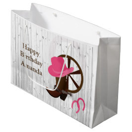 Cowgirl Boot Rustic Wood Design LGB Große Geschenktüte