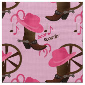 Cowgirl Boot Scootin Design Pink Stoff (Nahaufnahme)