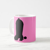 Cowgirl Boot-Silhouette auf rosa Kaffeetasse (Vorderseite Links)