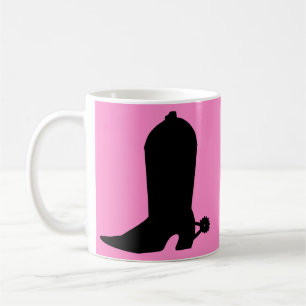 Cowgirl Boot-Silhouette auf rosa Kaffeetasse