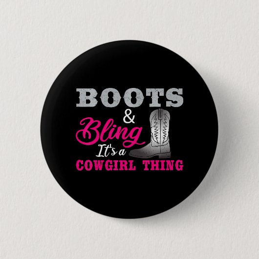 Cowgirl Boots Bling Country Lover Music Life Button (Vorderseite)