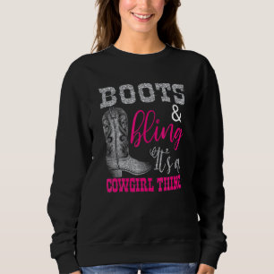 Cowgirl Boots Bling Women Niedliche Liebe Country Sweatshirt