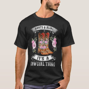 Cowgirl Boots Bling Women Niedliche Liebe Country T-Shirt